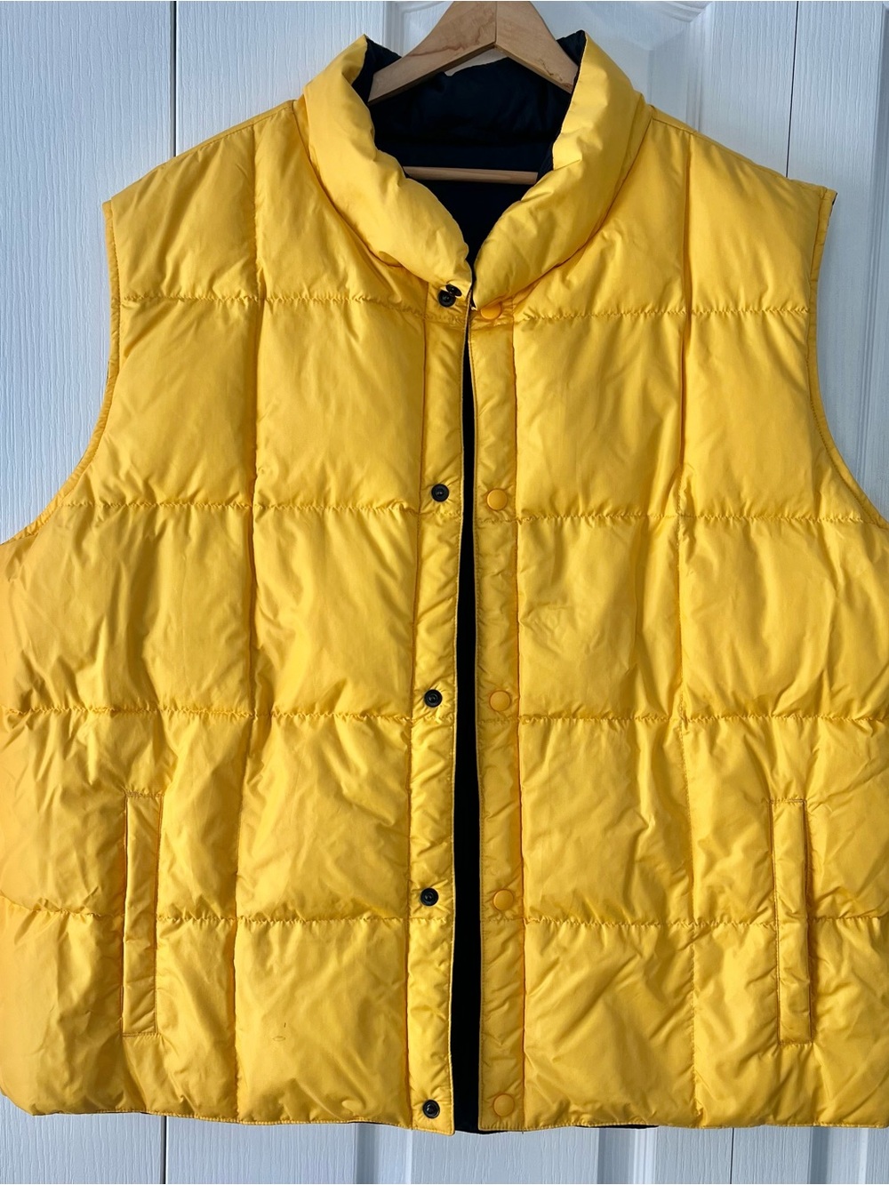 Lands End Quilted Reversible Goose Down Vest Mens Yellow And Navy XXL